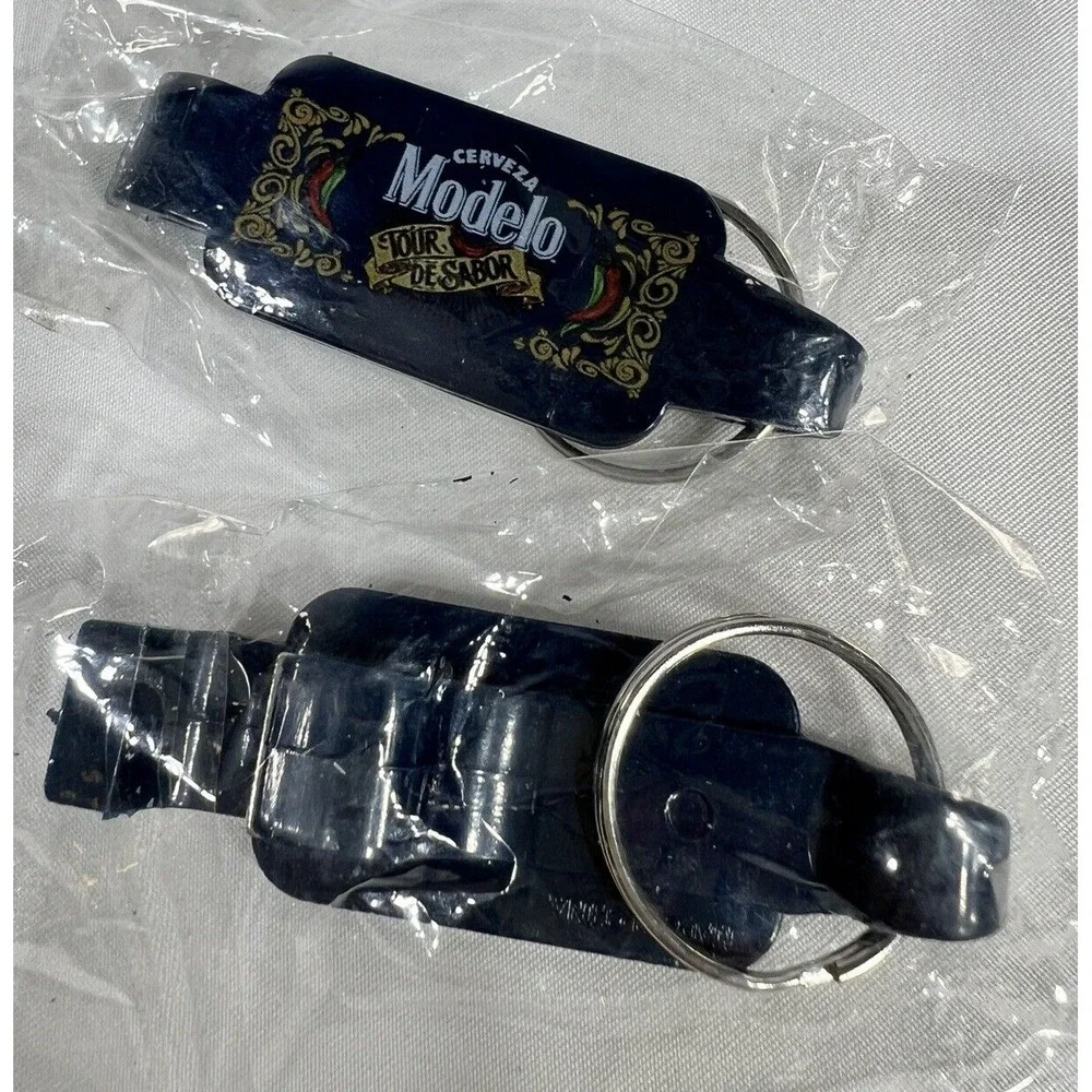 Lot of 2 Cerveza Modelo Beer Tour De Sabor Blue Bottle Opener Keyring Keychain